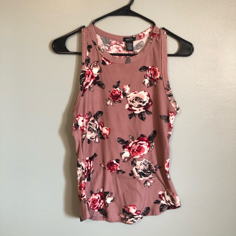 Velvety rose floral tank top